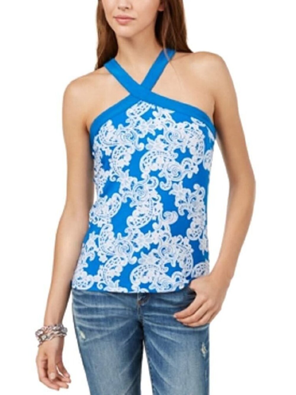 INC International Concepts Womens Printed Halter Top